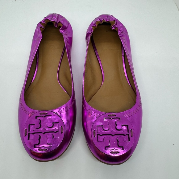 Tory Burch Reva Metallic Purple Flats – Size 37 (Fits US 7) - Picture 1 of 3